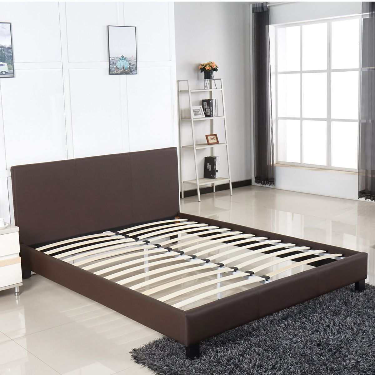 Κρεβάτι AZALEA Σκούρο Καφέ PU 213x168x88cm (Στρώμα 160x200cm)