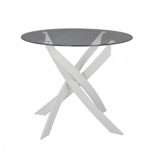 Τραπέζι HEKLA Λευκό/Γκρι Γυαλί/Μέταλλο 90x90x74cm