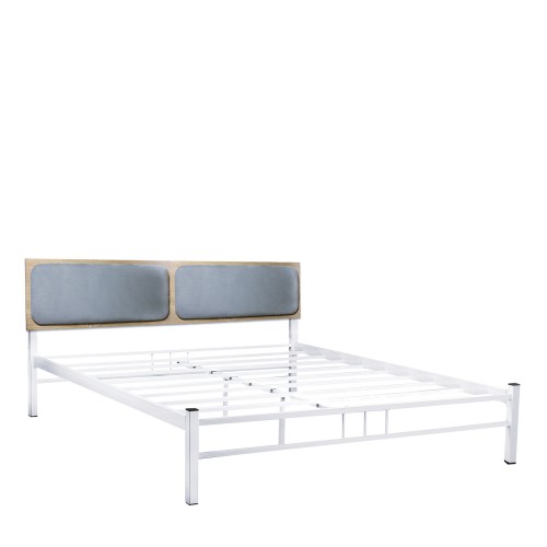 Κρεβάτι Διπλό KRELL Sonoma/Λευκό Μέταλλο/Μοριοσανίδα/'Υφασμα 170x207x111cm (Στρώμα 160x200cm)