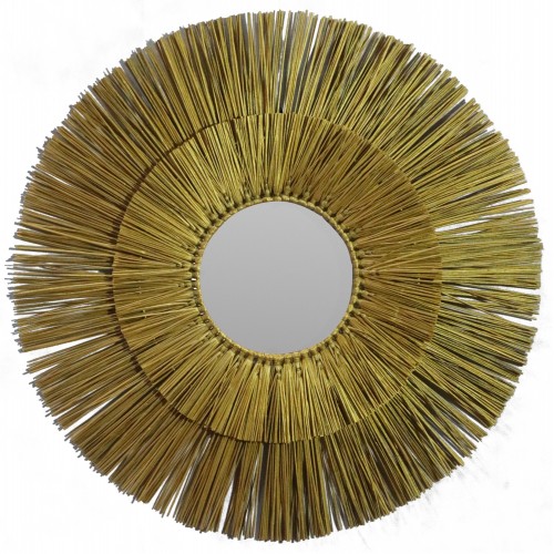 Καθρεπτησ Τοιχου Στρογγυλοσ Mendong Grass Πλαισιο Σε Χρωμα Χρυσο Φ65Εκ.hm7801