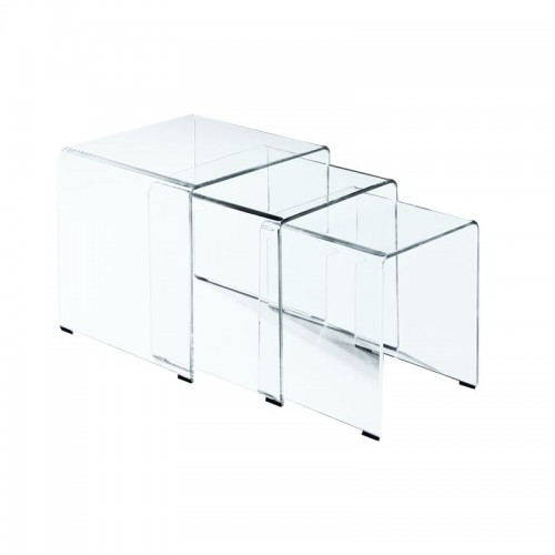 Glasser Clear Set-3 Τραπεζάκια Γυαλί 10Mm 42X42X42Cm
