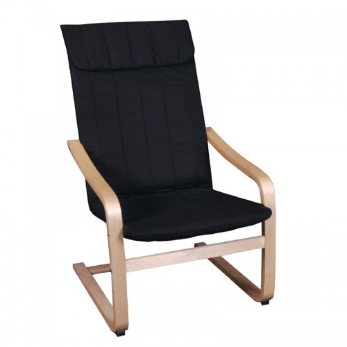 Πολυθρόνα Hamilton με ξύλινο σκελετό σημύδα και επένδυση από ύφασμα σε χρώμα μαύρο 59x73x99εκ