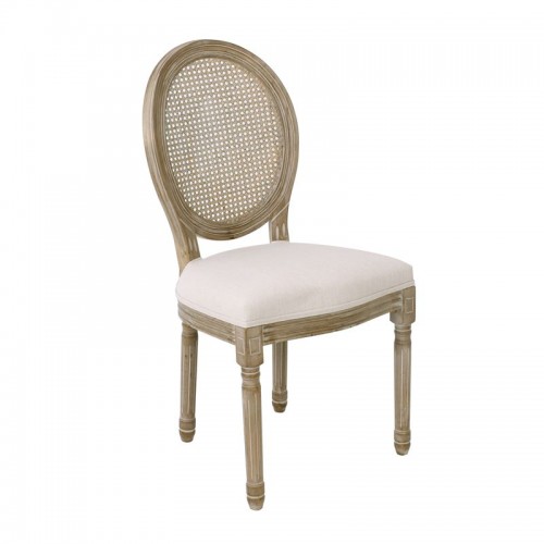 Καρέκλα Jameson decape με ψάθα και επένδυση από ύφασμα σε χρώμα εκρού 49x58x95εκ (Σετ 2τμχ)
