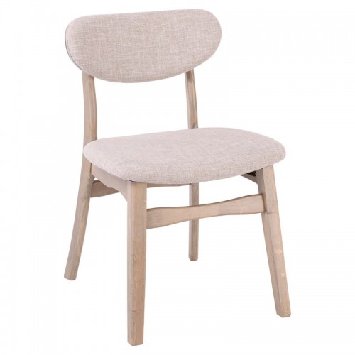 Καρέκλα Kitty με smoke beech ξύλινο σκελετό και επένδυση από ύφασμα σε χρώμα εκρού 49x56x82εκ (Σετ 2τμχ)