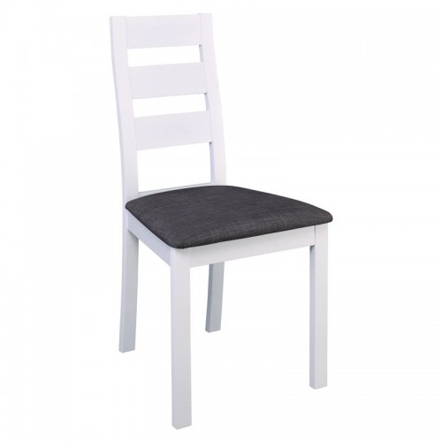 Καρέκλα Miller με λευκό ξύλινο σκελετό οξιάς με επένδυση από ύφασμα σε χρώμα γκρι 45x52x97εκ (Σετ 2τμχ)