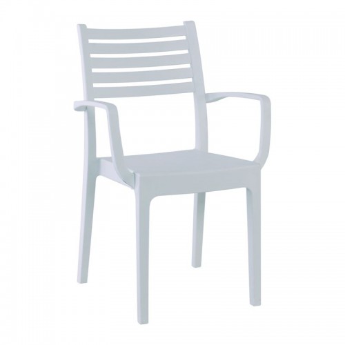 Πολυθρόνα Olimpia με πλαστικό σκελετό σε χρώμα λευκό 54x52x86εκ