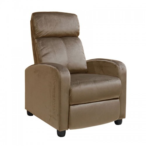 Πολυθρόνα relax Porter με επένδυση από ύφασμα velure σε χρώμα camel 68x86x99εκ