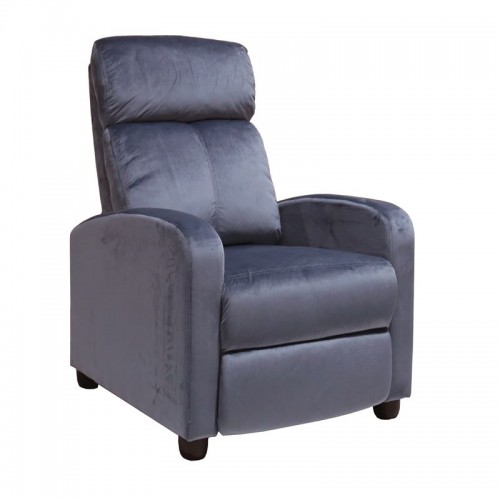 Πολυθρόνα relax Porter με επένδυση από ύφασμα velure σε χρώμα γκρι 68x86x99εκ