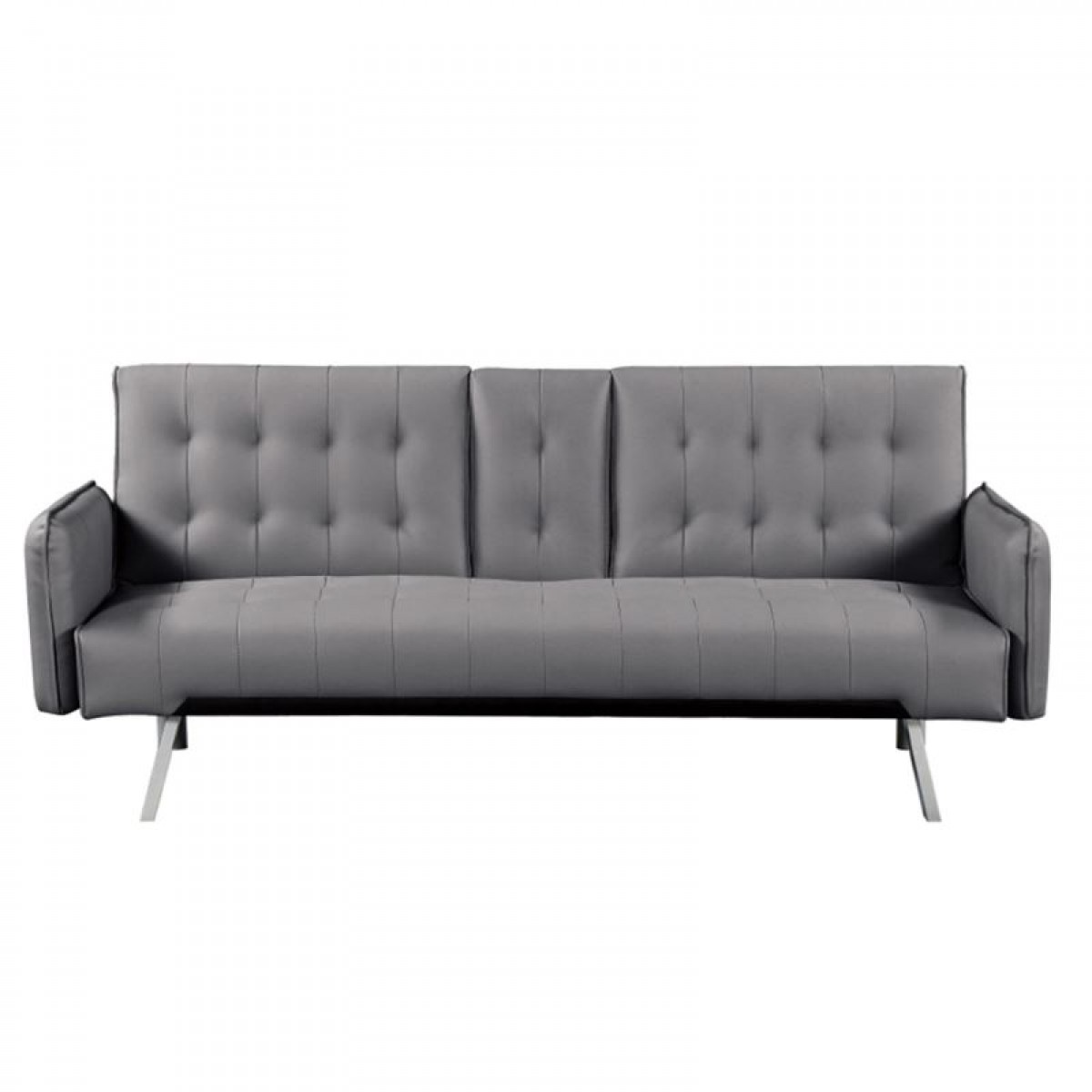 Καναπές - κρεβάτι Wells με επένδυση από τεχνόδερμα Pu σε χρώμα γκρι 188x82x80εκ