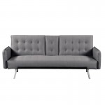 Καναπές - κρεβάτι Wells με επένδυση από τεχνόδερμα Pu σε χρώμα γκρι 188x82x80εκ