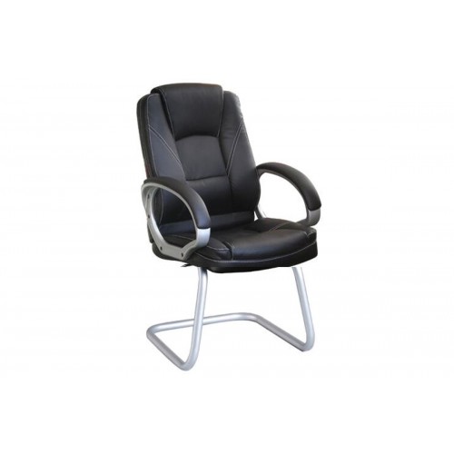 Καρέκλα γραφείου επισκέπτη με επένδυση PU σε μαύρο χρώμα EO278.1V / BF6950V (Σετ 2τμχ)