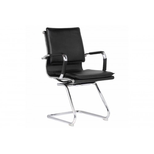 Καρέκλα γραφείου επισκέπτη με επένδυση PU σε μαύρο χρώμα EO244 / BF3600V (Σετ 2τμχ)