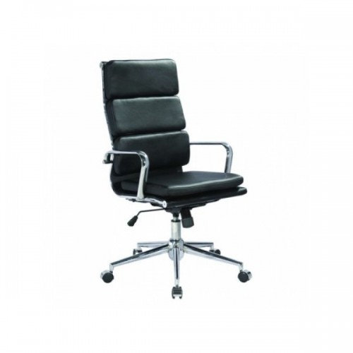 Καρέκλα τροχήλατη γραφείου με επένδυση PU σε μαύρο χρώμα EO234 / BF4800