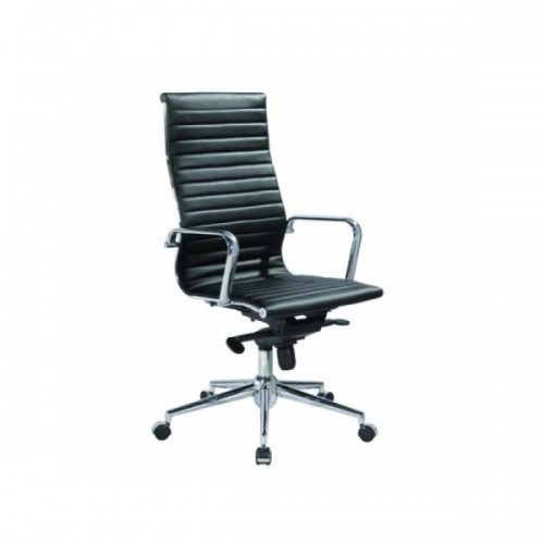 Καρέκλα τροχήλατη γραφείου με επένδυση PU σε μαύρο χρώμα EO236 / BF4400 (Σετ 2τμχ)