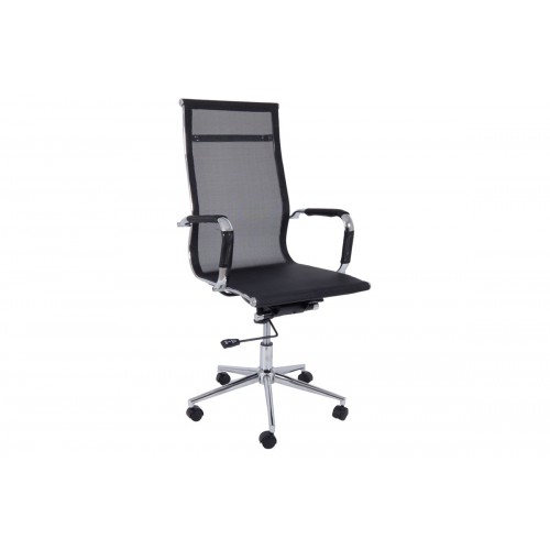 Καρέκλα τροχήλατη γραφείου με δίχτυ στην πλάτη και το κάθισμα σε μαύρο χρώμα EO226 / BF3200