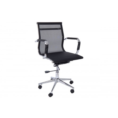 Καρέκλα τροχήλατη γραφείου με δίχτυ στην πλάτη και το κάθισμα σε μαύρο χρώμα EO227 / BF3201