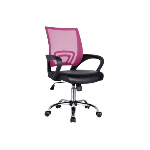 Πολυθρόνα γραφείου με επένδυση από ύφασμα mesh σε ροζ-μαύρο χρώμα EO254.71F / BF2101-F