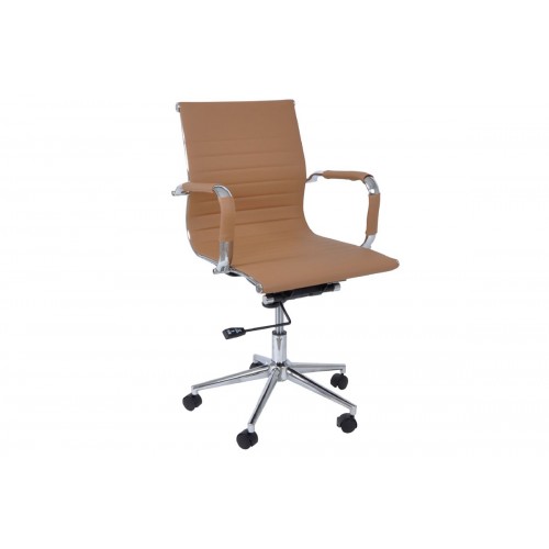Καρέκλα τροχήλατη γραφείου με επένδυση PU σε μπέζ χρώμα EO268.2 / BF3301