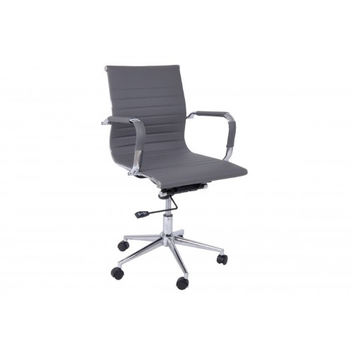Καρέκλα τροχήλατη γραφείου με επένδυση PU σε γκρί χρώμα EO268.3 / BF3301