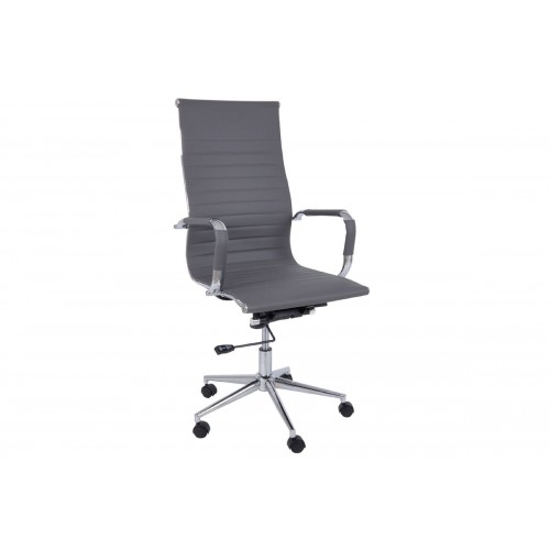 Καρέκλα τροχήλατη γραφείου με επένδυση PU σε γκρί χρώμα EO276.3 / BF3300