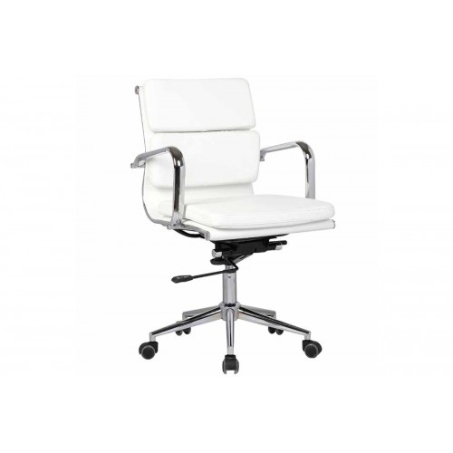 Καρέκλα τροχήλατη γραφείου με επένδυση PU σε άσπρο χρώμα EO230.1 / BF4801
