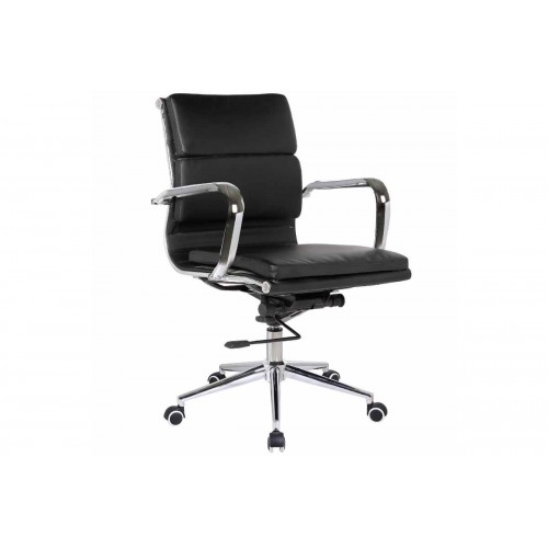 Καρέκλα τροχήλατη γραφείου με επένδυση PU σε μαύρο χρώμα EO230 / BF4801