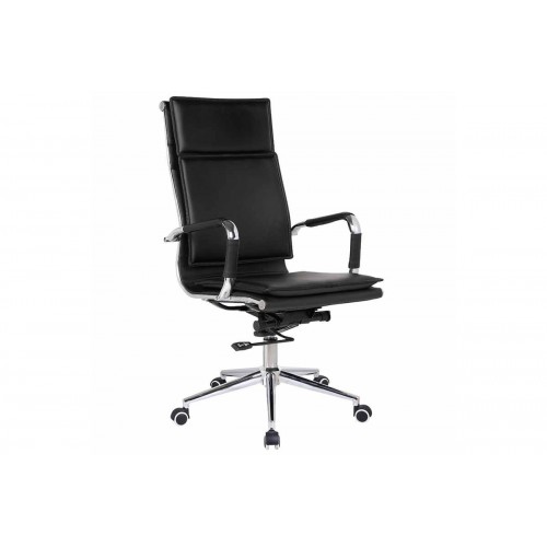 Καρέκλα τροχήλατη γραφείου με επένδυση PU σε μαύρο χρώμα EO242 / BF3600