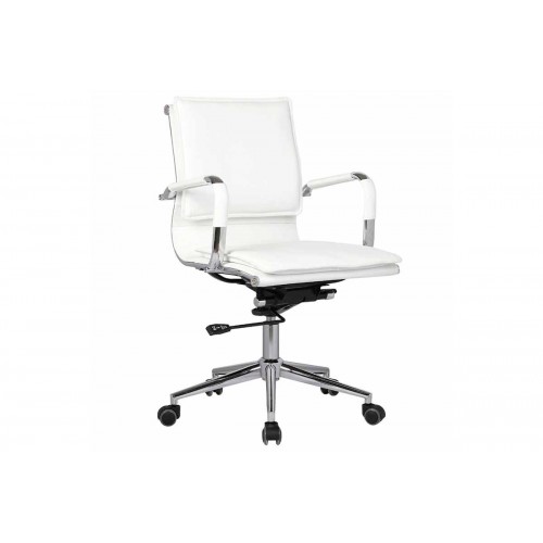 Καρέκλα τροχήλατη γραφείου με επένδυση PU σε άσπρο χρώμα EO243.1 / BF3601