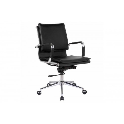Καρέκλα τροχήλατη γραφείου με επένδυση PU σε μαύρο χρώμα EO243 / BF3601