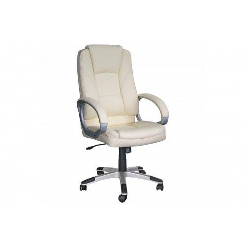 Καρέκλα τροχήλατη γραφείου με επένδυση PU σε άσπρο χρώμα EO278.3 / BF6950
