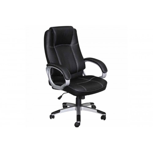 Καρέκλα τροχήλατη γραφείου με επένδυση PU σε μαύρο χρώμα EO279 / BF5450