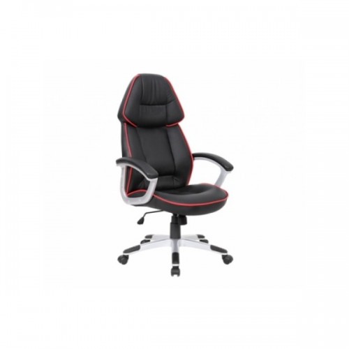 Καρέκλα τροχήλατη γραφείου με επένδυση PU σε μαύρο red line χρώμα EO273 / BF7900
