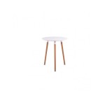Τραπέζι Art ξύλινο Φ60Χ68 απο MDF σε λευκό χρώμα και ξύλινα πόδια σε φυσικό χρώμα E7089.1
