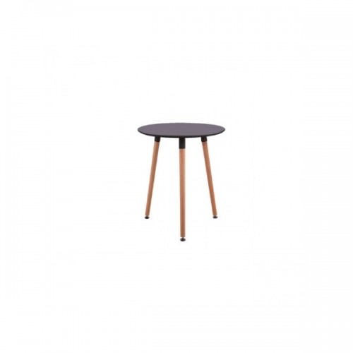 Τραπέζι Art ξύλινο Φ60Χ68 απο MDF σε μαύρο χρώμα και ξύλινα πόδια σε φυσικό χρώμα E7089.2