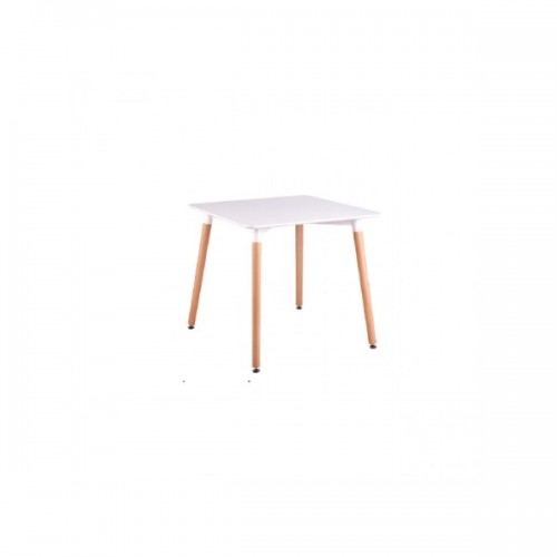 Τραπέζι Art ξύλινο 80Χ80 απο MDF σε λευκό χρώμα και ξύλινα πόδια σε φυσικό χρώμα E7087.1