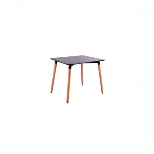 Τραπέζι Art ξύλινο 80Χ80 απο MDF σε μαύρο χρώμα και ξύλινα πόδια σε φυσικό χρώμα E7087.2