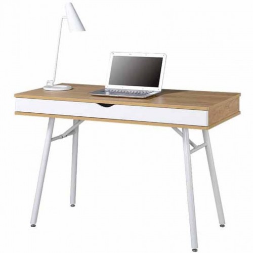 Γραφείο εργασίας με μεταλλικό σκελετό και ξύλινη επιφάνεια σε άσπρο/beech χρώμα EO420