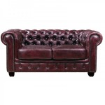 Καναπές Chesterfield διθέσιος απο δέρμα σε antique red χρώμα E9574.24
