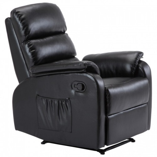 Πολυθρόνα relax COMFORT με επένδυση από μαύρο PU Ε9732,2