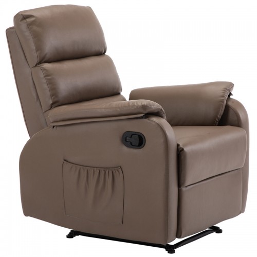 Πολυθρόνα relax COMFORT με επένδυση από PU σε χρώμα cappuccino Ε9732,4