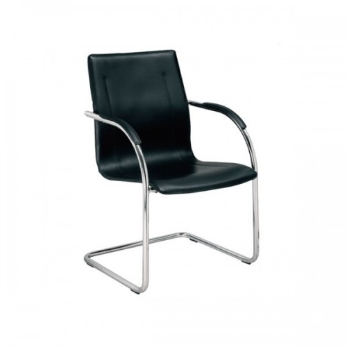 Καρέκλα γραφείου επισκέπτη Omikron με επένδυση PU σε μαύρο χρώμα EO558.10 (Σετ 4τμχ)