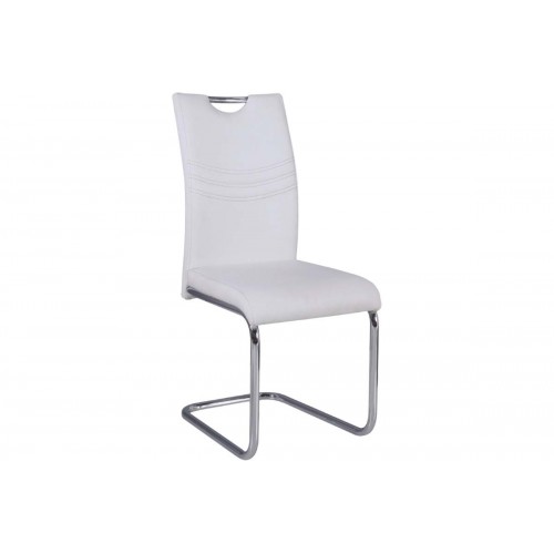 Καρέκλα CROFT με σκελετό χρωμίου και κάθισμα - πλάτη με επένδυση απο τεχνόδερμα σε χρώμα άσπρο EM914.1 (Σετ 4τμχ)