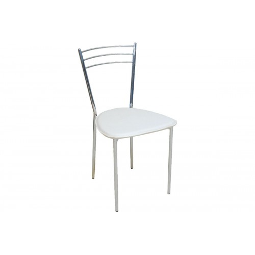 Καρέκλα Valetta με μεταλλικό σκελετό χρωμίου και κάθισμα με επένδυση PVC σε εκρού χρώμα EM936.1 (Σετ 6τμχ)