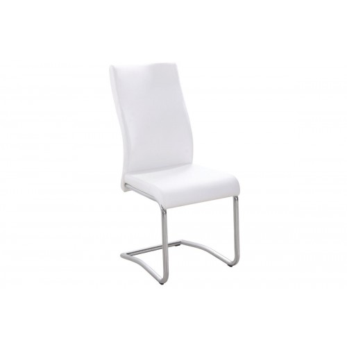 Καρέκλα BENSON με σκελετό χρωμίου και κάθισμα - πλάτη με επένδυση απο τεχνόδερμα σε χρώμα άσπρο EM931.1 (Σετ 4τμχ)