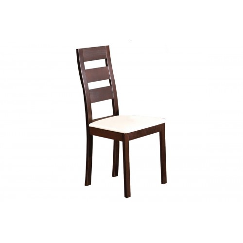 Καρέκλα Ξύλινη Miller απο οξυά σε χρώμα σκ.καρυδί και κάθισμα τεχνόδερμα εκρού E782 (Σετ 2τμχ)