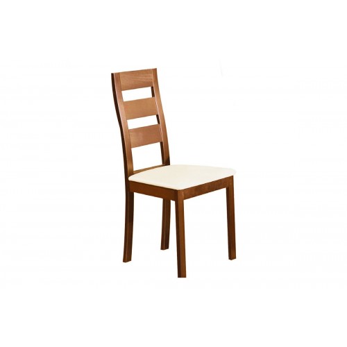 Καρέκλα Ξύλινη Miller απο οξυά σε χρώμα honey oak και κάθισμα τεχνόδερμα εκρού E782.1 (Σετ 2τμχ)