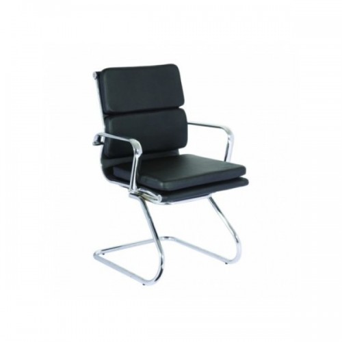 Καρέκλα γραφείου επισκέπτη με επένδυση PU σε μαύρο χρώμα EO235 / BF4800V (Σετ 2τμχ)