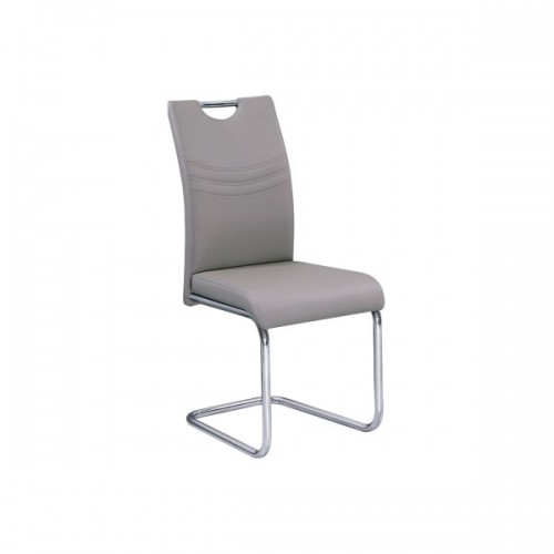 Καρέκλα CROFT με σκελετό χρωμίου και κάθισμα - πλάτη με επένδυση απο τεχνόδερμα σε χρώμα cappuccino EM914.2 (Σετ 4τμχ)