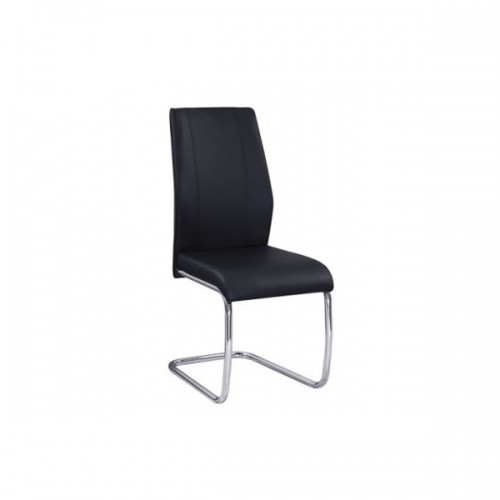 Καρέκλα TULIP με σκελετό χρωμίου και κάθισμα - πλάτη με επένδυση τεχνόδερμα PU σε μαύρο χρώμα EM913.1 (Σετ 4τμχ)