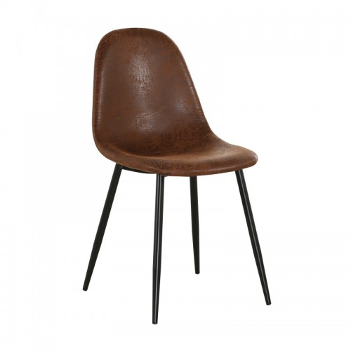 Καρέκλα Celina με μεταλλικό σκελετό σε μαύρο χρώμα και κάθισμα ύφασμα suede καφέ EM908.1 (Σετ 4τμχ)